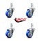 Service Caster 3.5 Inch Blue Polyurethane Wheel Swivel 7/8 Inch Square Stem Caster Set SCC SCC-SQ20S3514-PPUB-BLUE-78-4 - alternate 1